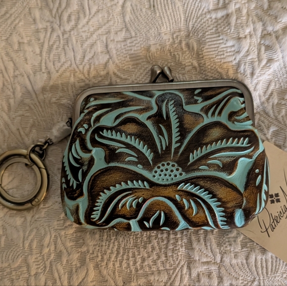 Patricia Nash Borse Tooled Leather Coin Purse in Burnished Turquoise - Picture 8 of 11